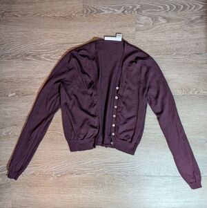 100% Merino Wool Plum Purple Cardigan Preview Collection